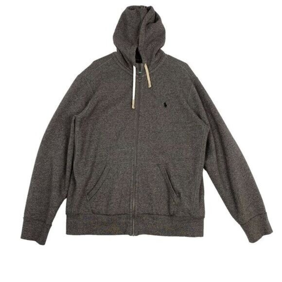 Polo Ralph Lauren Mens Gray Full Zip Hoodie Sweatshirt Size XL Cotton Pockets - Picture 1 of 12